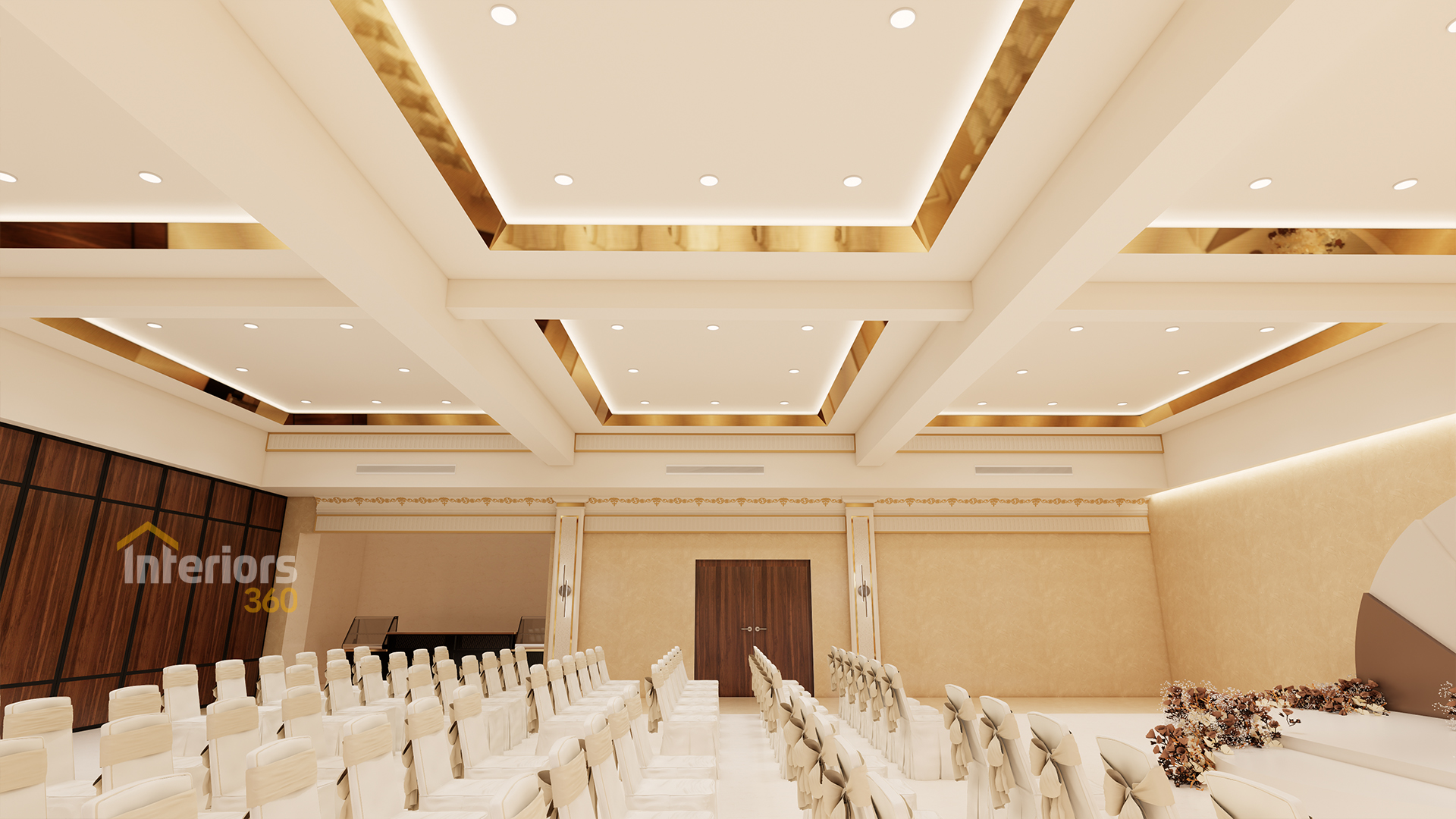 Elegant banquet hall interiors in Chennai by Interiors360