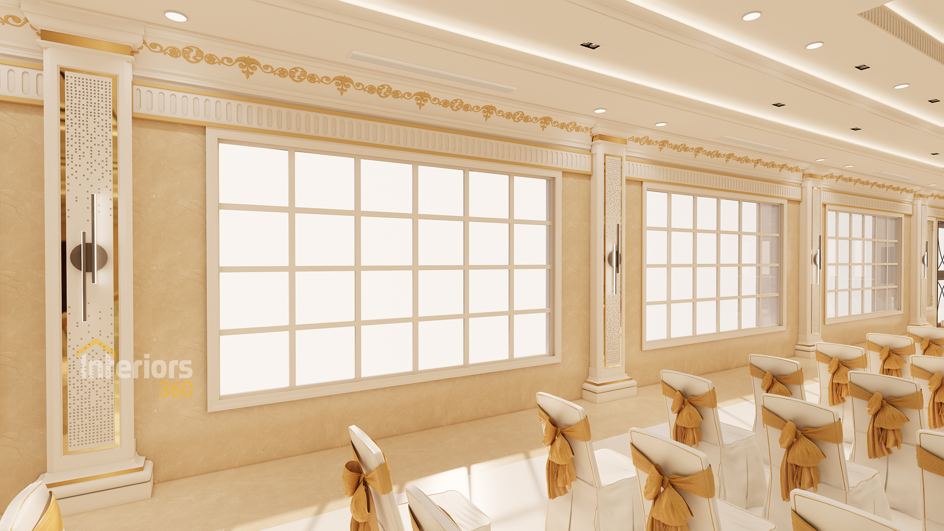 Modern wedding banquet hall interior design in Chennai