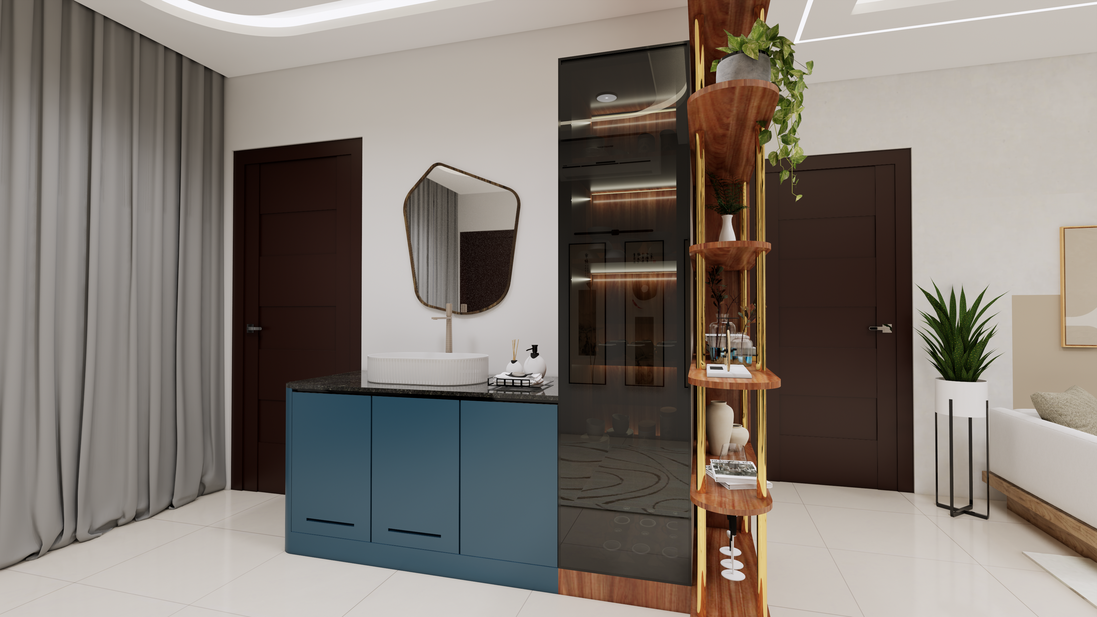 Contemporary crockery and display unit design in Chennai