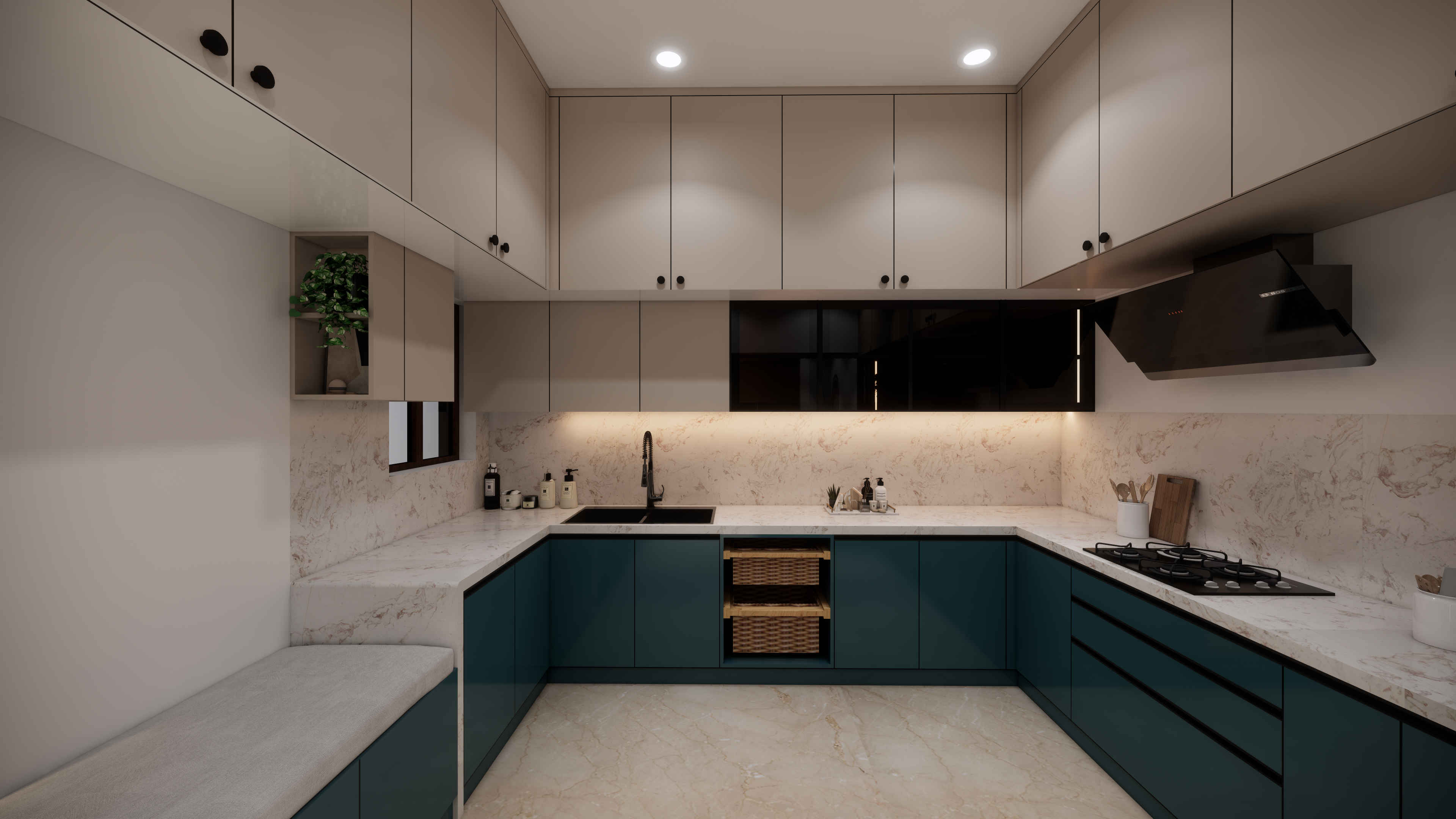 Elegant luxury duplex home interiors designed in Chennai