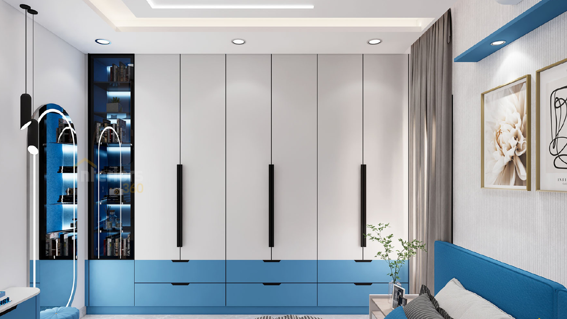 Luxury villa bedroom interior design in Chennai